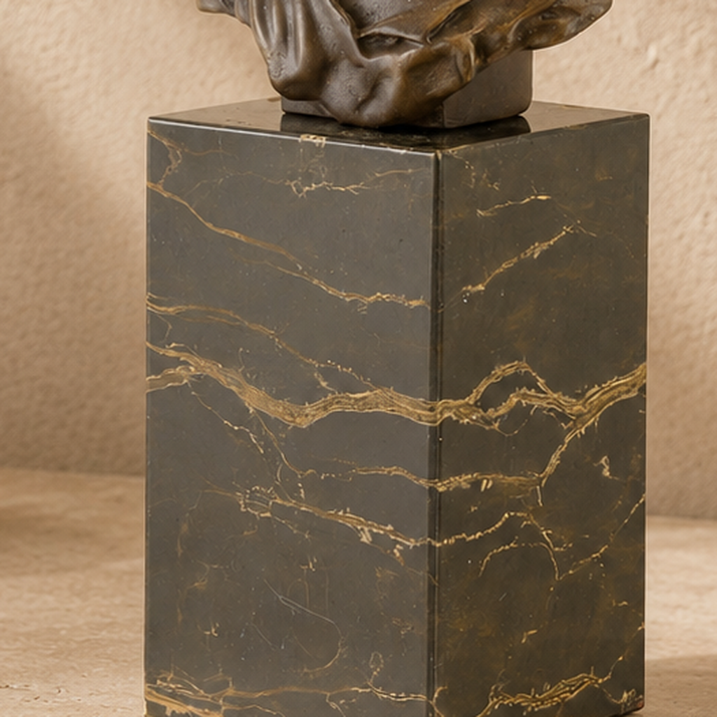 Buste de jeune femme en bronze patiné sur socle marbre, vue 7