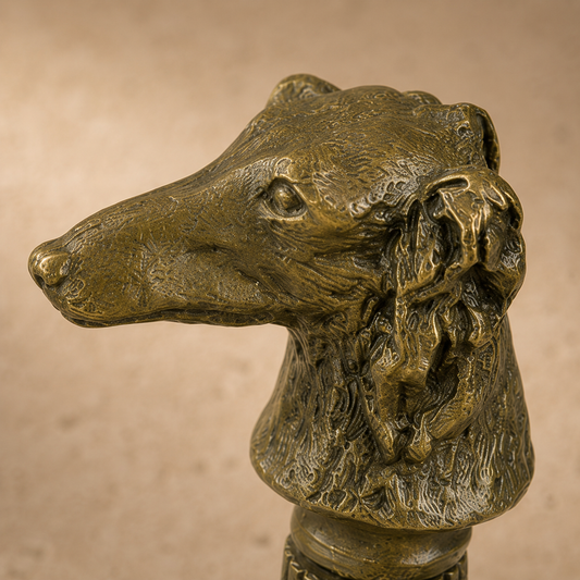 Clochette de table en bronze à poignée tête de lévrier, vue 2