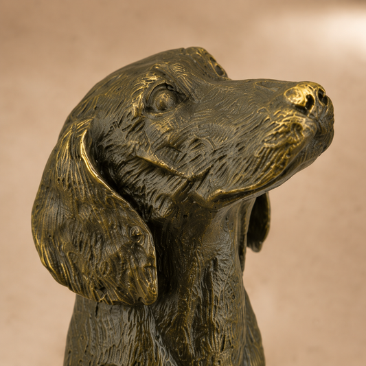 Clochette de table en bronze à tête de chien de chasse, vue 2