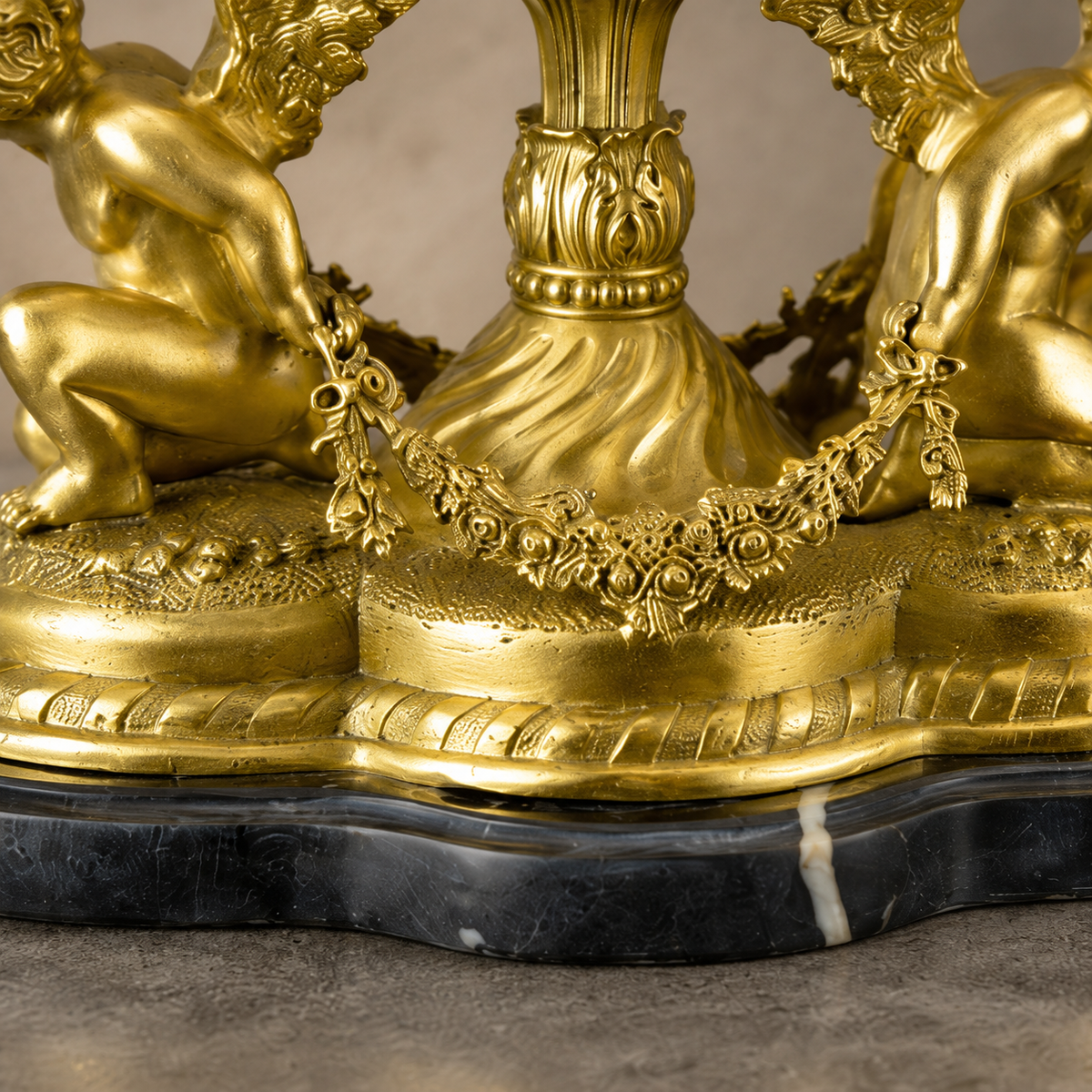 Coupe en cristal sur monture bronze doré aux putti, vue 6