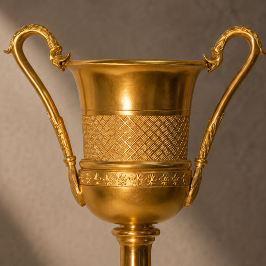 Coupe Médicis en bronze doré sur colonne, style Empire, vue 2