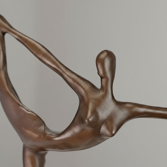 Sculpture bronze danseuse en arabesque sur socle marbre, vue 2