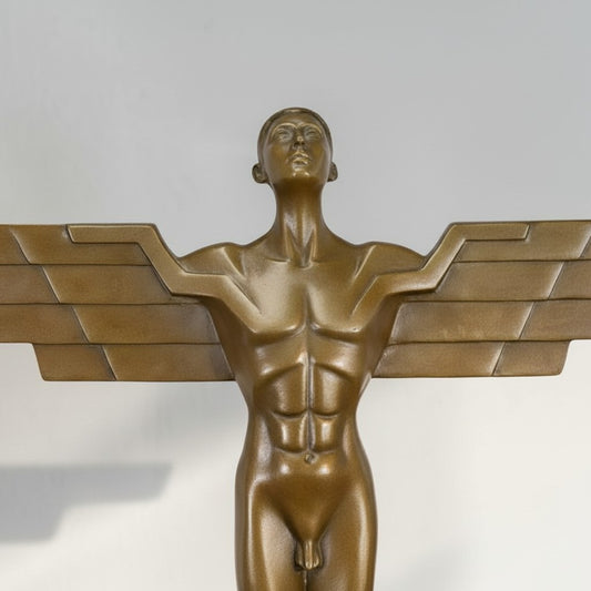 Icare ailé, sculpture en bronze patiné style Art Déco, vue 2