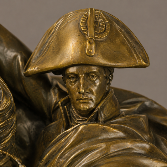 Napoléon franchissant les Alpes, bronze patiné sur marbre, vue 2