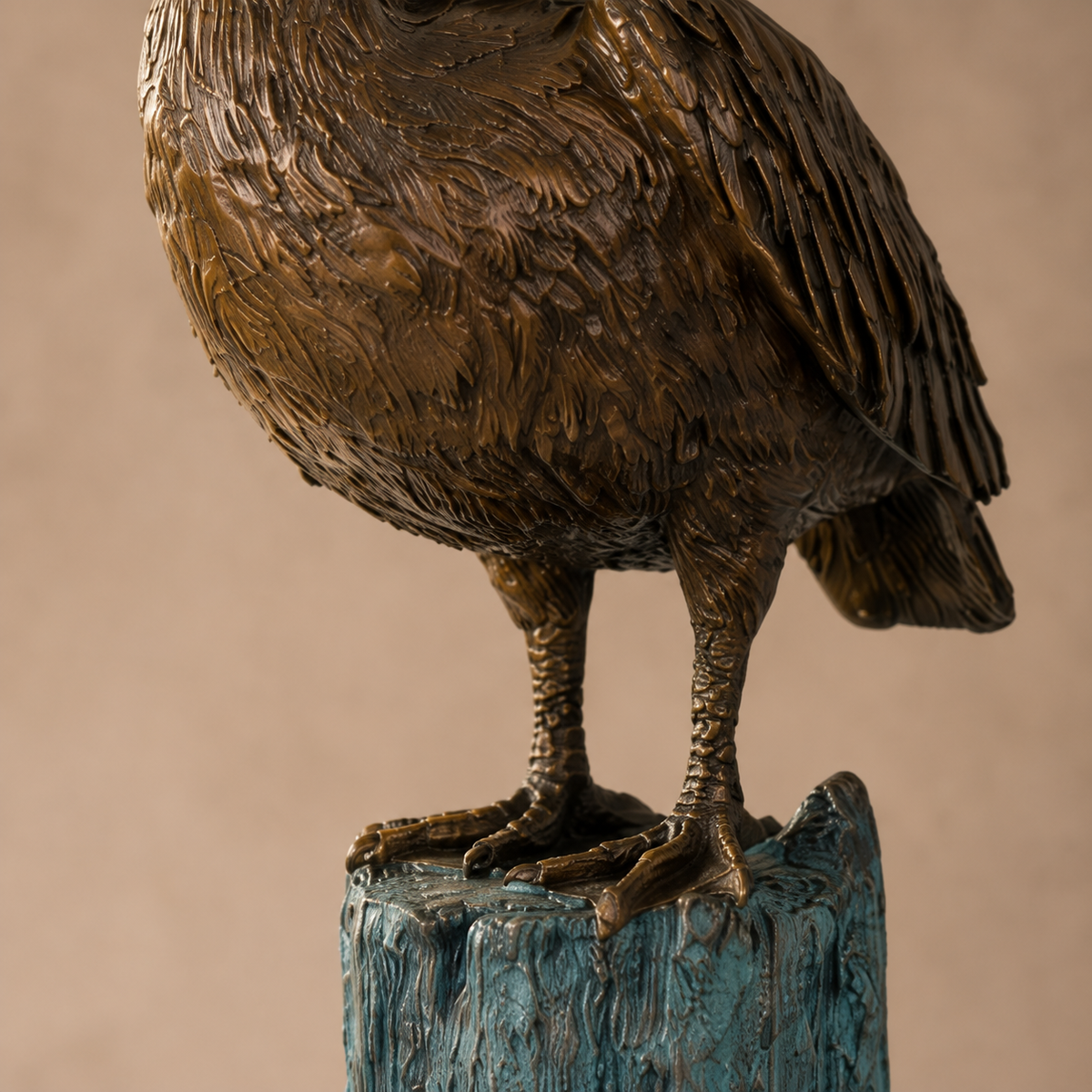 Paire de pélicans en bronze sur pieux, patine brune et vert-de-gris, vue 7