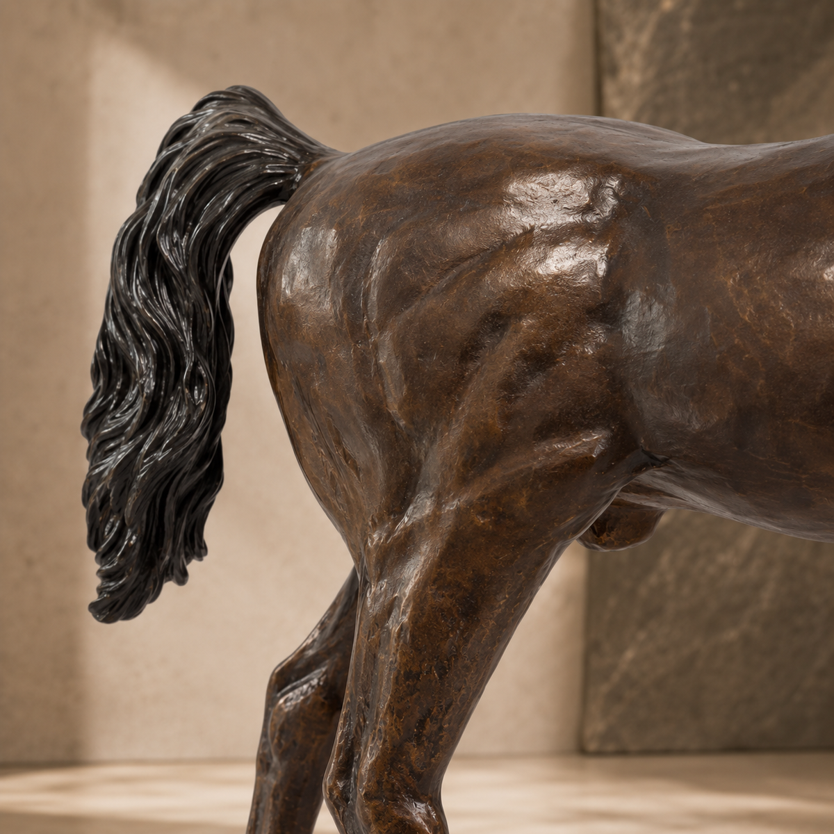 Paire de sculptures de chevaux en bronze patiné brun, vue 7