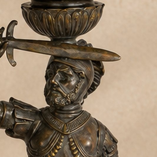 Paire de sellettes en bronze patiné à figures de Maures, vue 2