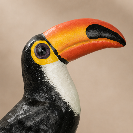 Paire de serre-livres toucans en fonte peinte polychrome, vue 2