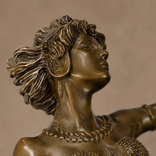 Sculpture bronze Art Déco danseuse orientale sur marbre, vue 2