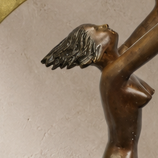 Sculpture bronze Art Déco femme nue sur croissant de lune, vue 2