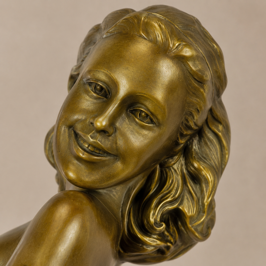 Sculpture bronze danseuse en équilibre sur socle marbre noir, vue 2