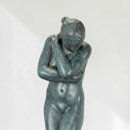 Sculpture bronze Ève d'après Rodin, patine verte antique, vue 2