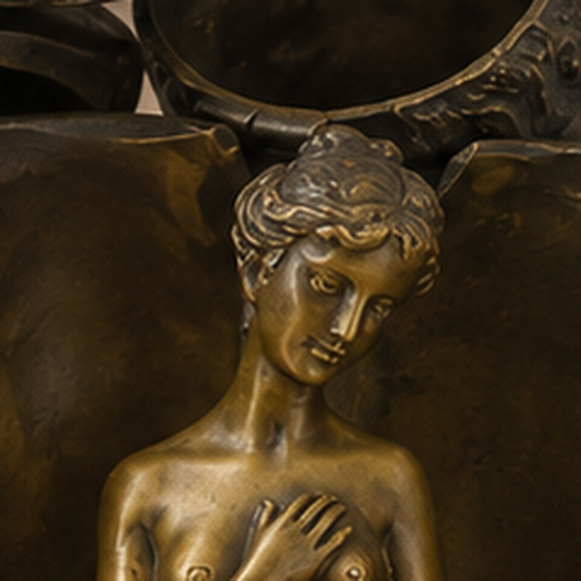 Sculpture bronze hibou à secret avec nu féminin Art Nouveau, vue 2