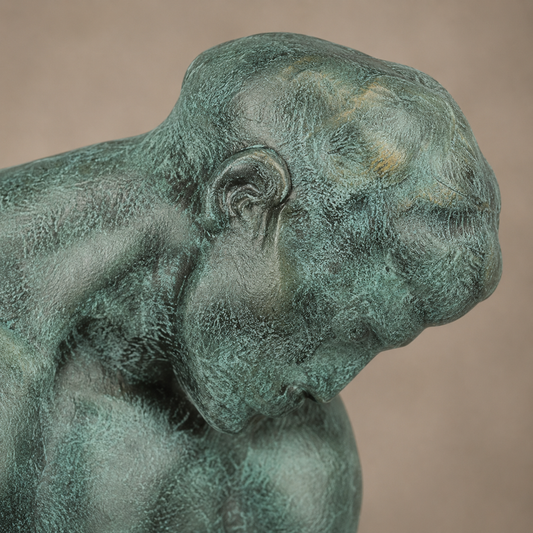 Sculpture en bronze Adam d'après Rodin patine verte, vue 2