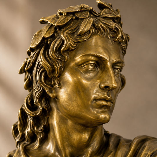 Sculpture en bronze Apollon du Belvédère sur socle marbre, vue 2