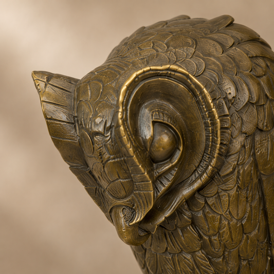 Sculpture en bronze Art Déco hibou sur socle en marbre, vue 2