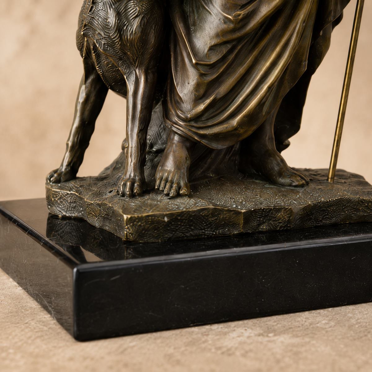 Sculpture en bronze Hadès et Cerbère sur socle marbre, vue 7