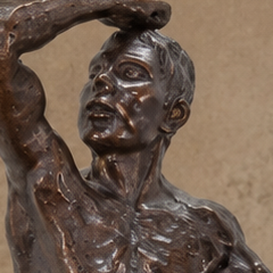 Sculpture en bronze patiné, nu masculin d'après Rodin, vue 2