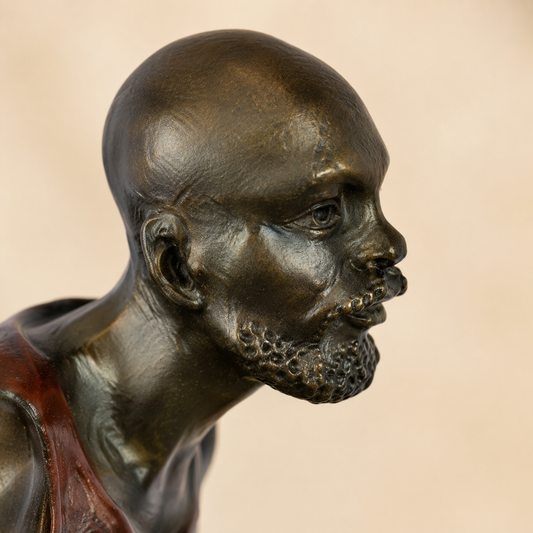 Sculpture en bronze polychrome, marchand de poteries orientales, vue 2