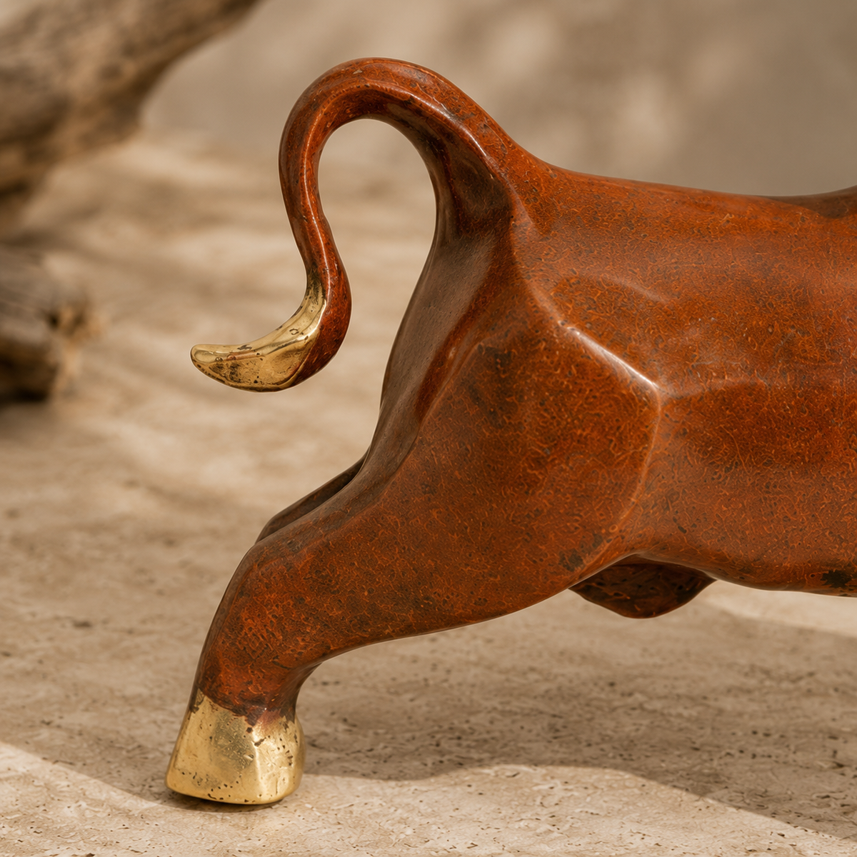 Sculpture taureau en bronze à patine brune et dorée, vue 7