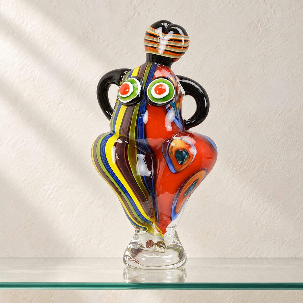 Sculpture femme en verre soufflé style Murano, vue d'ensemble