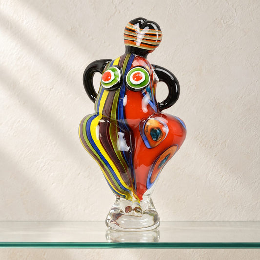 Sculpture femme en verre soufflé style Murano, vue d'ensemble