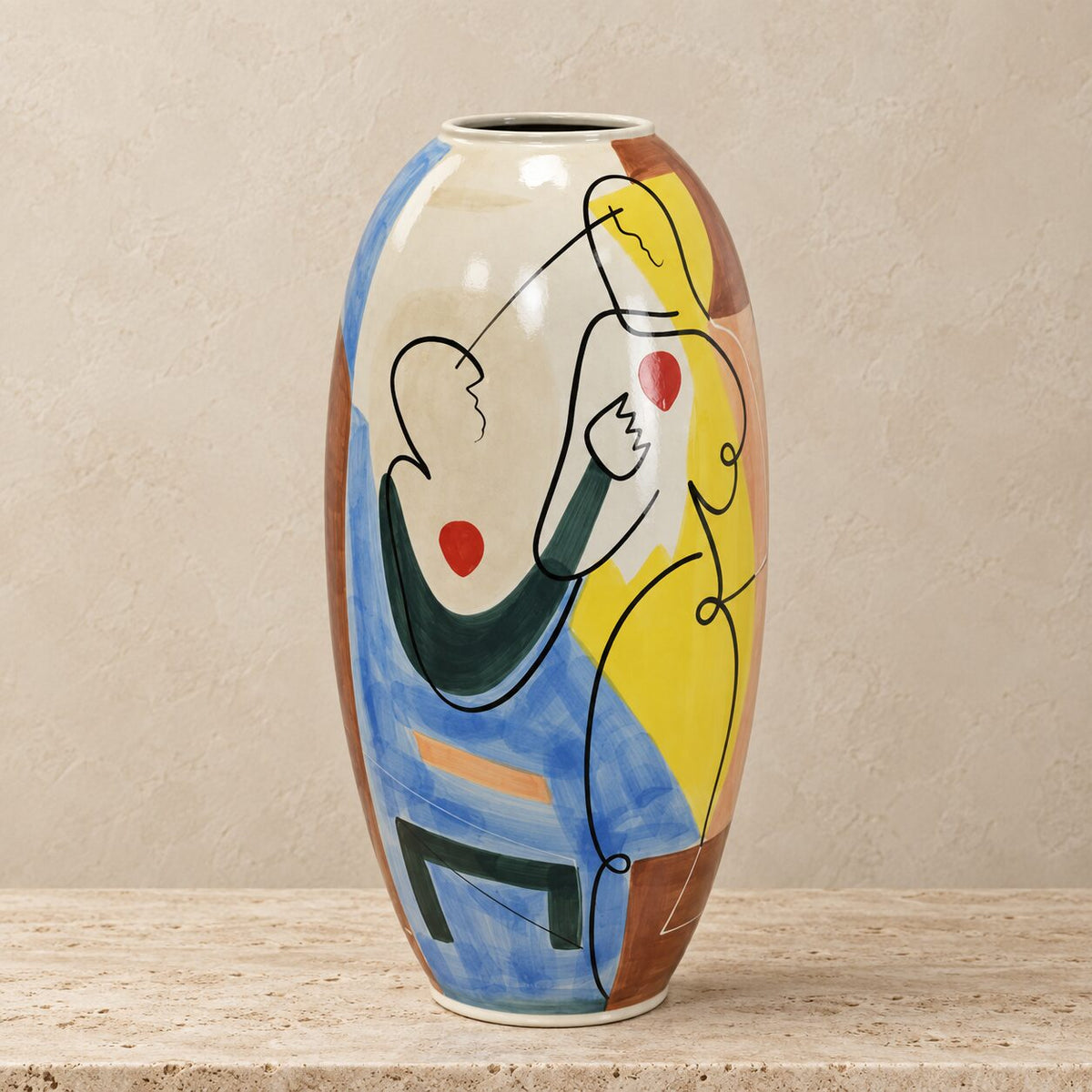 Vase en porcelaine émaillée décor cubiste figures féminines, vue d'ensemble