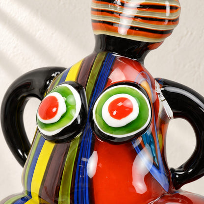 Sculpture femme en verre soufflé style Murano, détail visage yeux gros plan, vue 3
