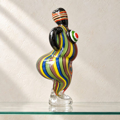 Sculpture femme en verre soufflé style Murano, vue de dos