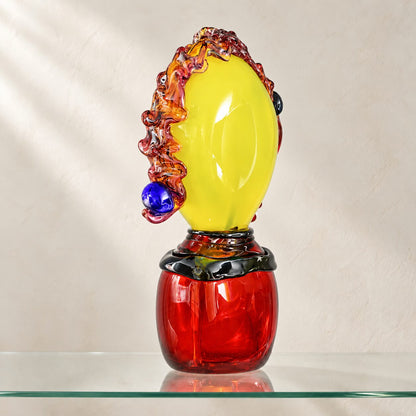 Buste de clown en verre soufflé polychrome, profil droit