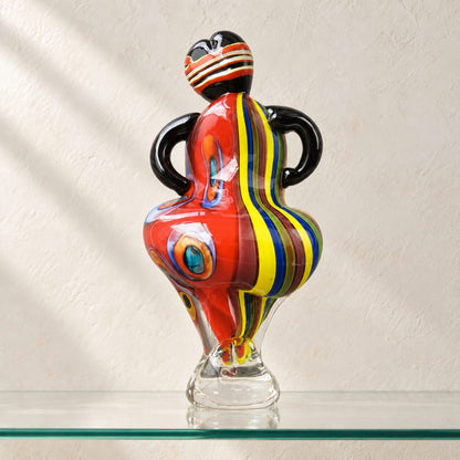 Sculpture femme en verre soufflé style Murano, vue de dos autre angle