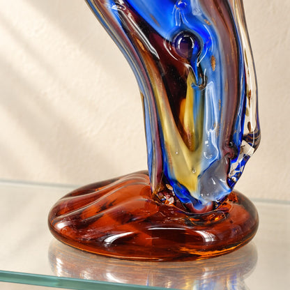 Vase tête de cheval en verre soufflé style Murano, détail base gros plan