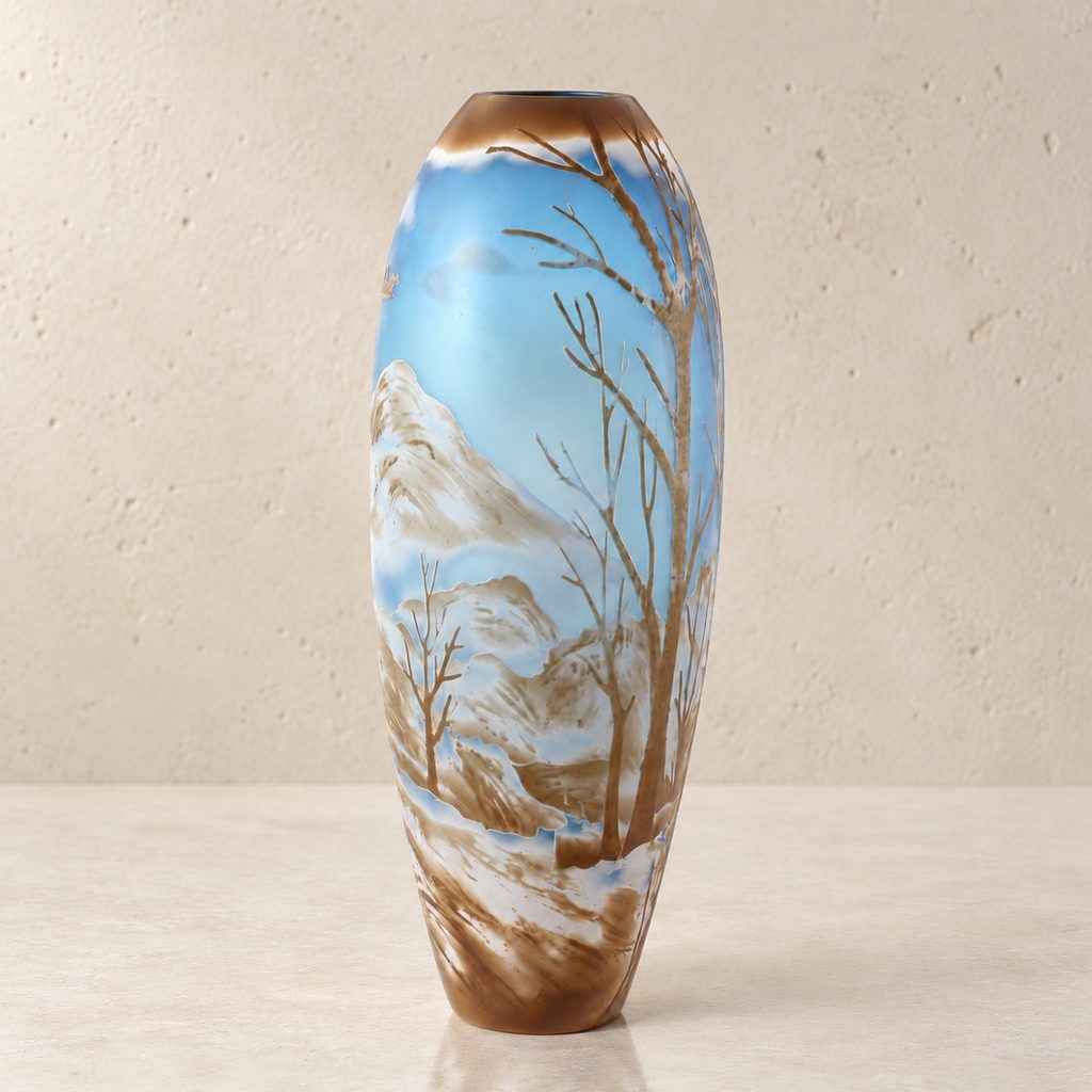 Vase camée en verre multicouche à décor de faisans en vol, face secondaire