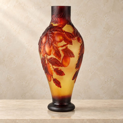 Vase balustre en verre multicouche décor de prunes, vue complémentaire