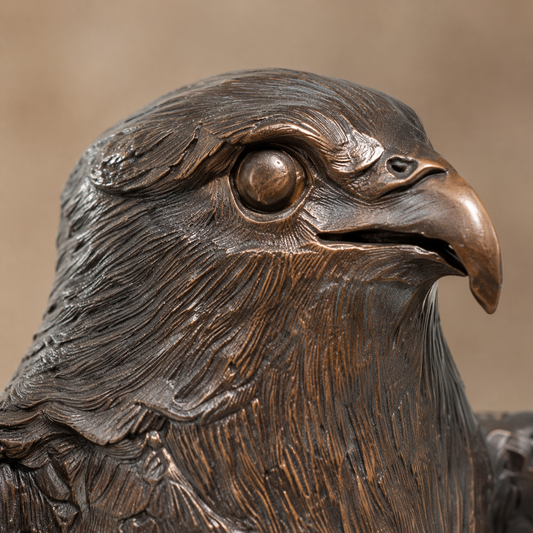 Aigle aux ailes déployées en bronze patiné sur socle, vue 2
