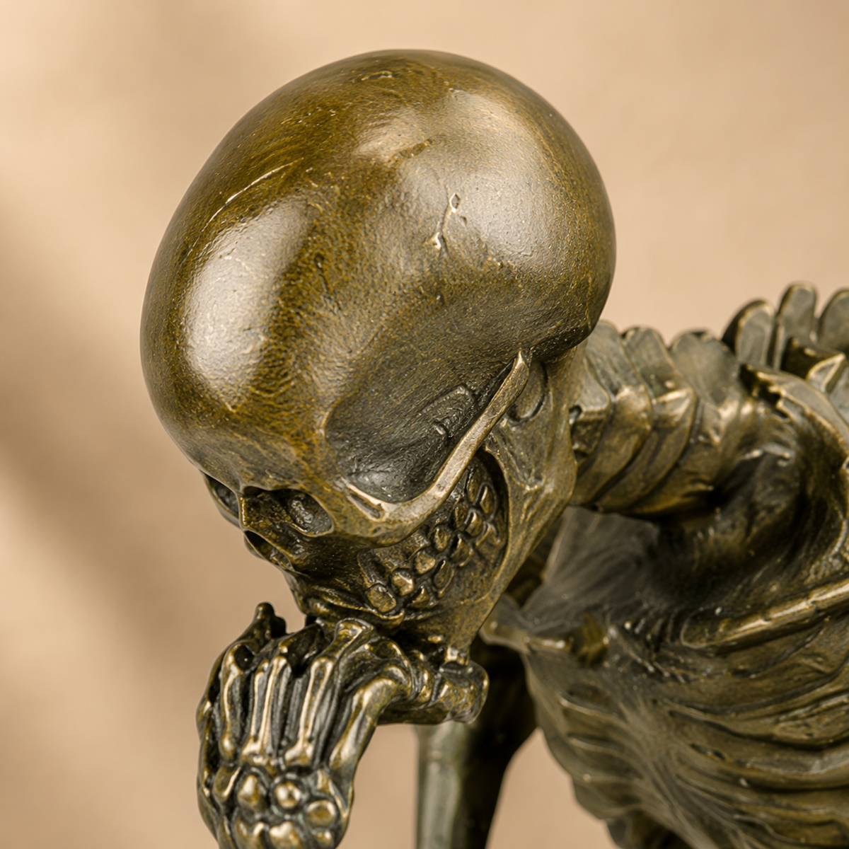 Bronze Le Penseur squelette d'après Rodin d'après Milo, vue 2