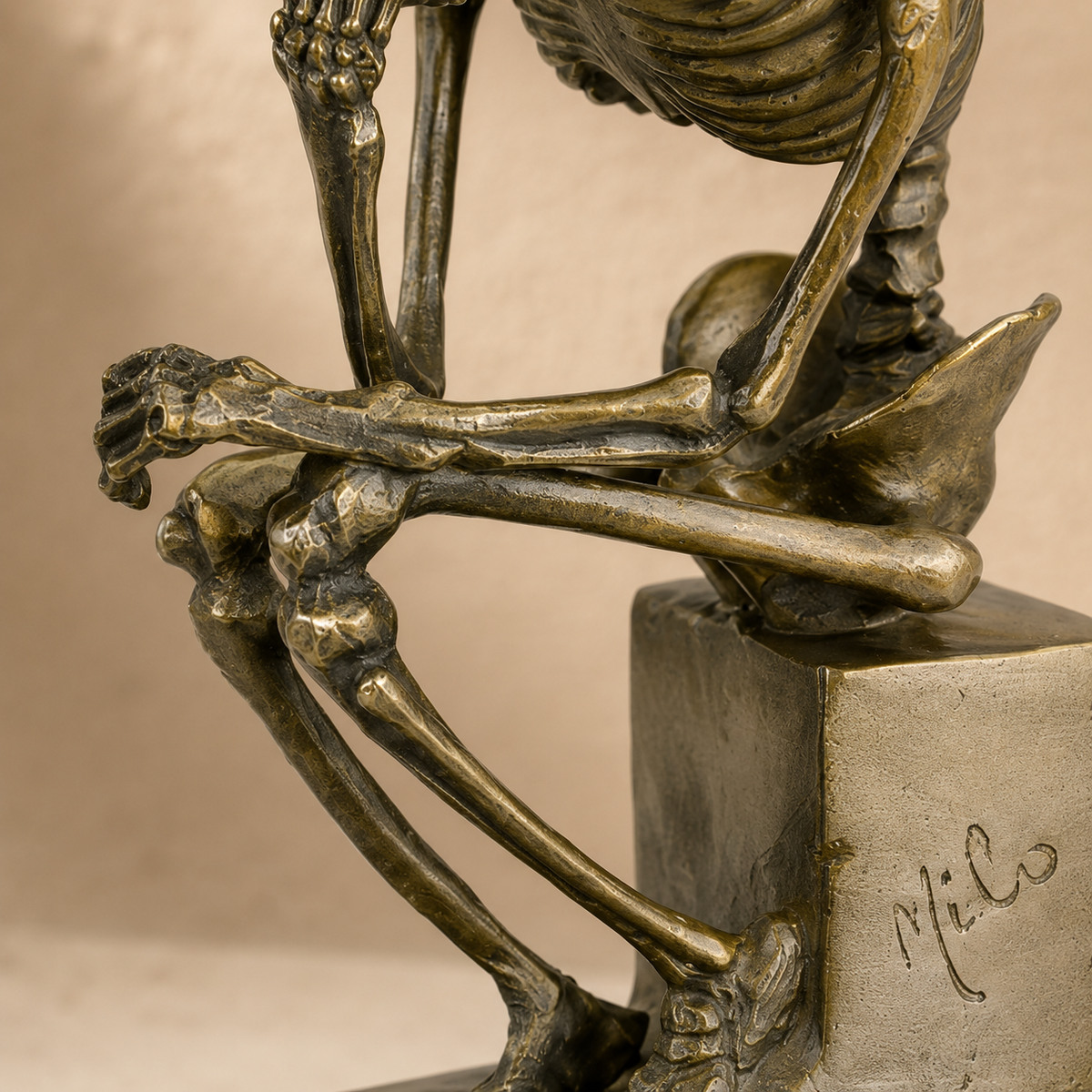 Bronze Le Penseur squelette d'après Rodin d'après Milo, vue 4