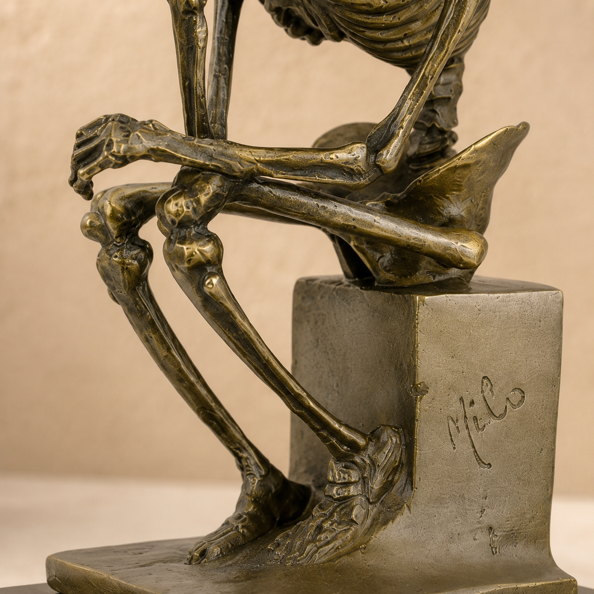 Bronze Le Penseur squelette d'après Rodin d'après Milo, vue 5