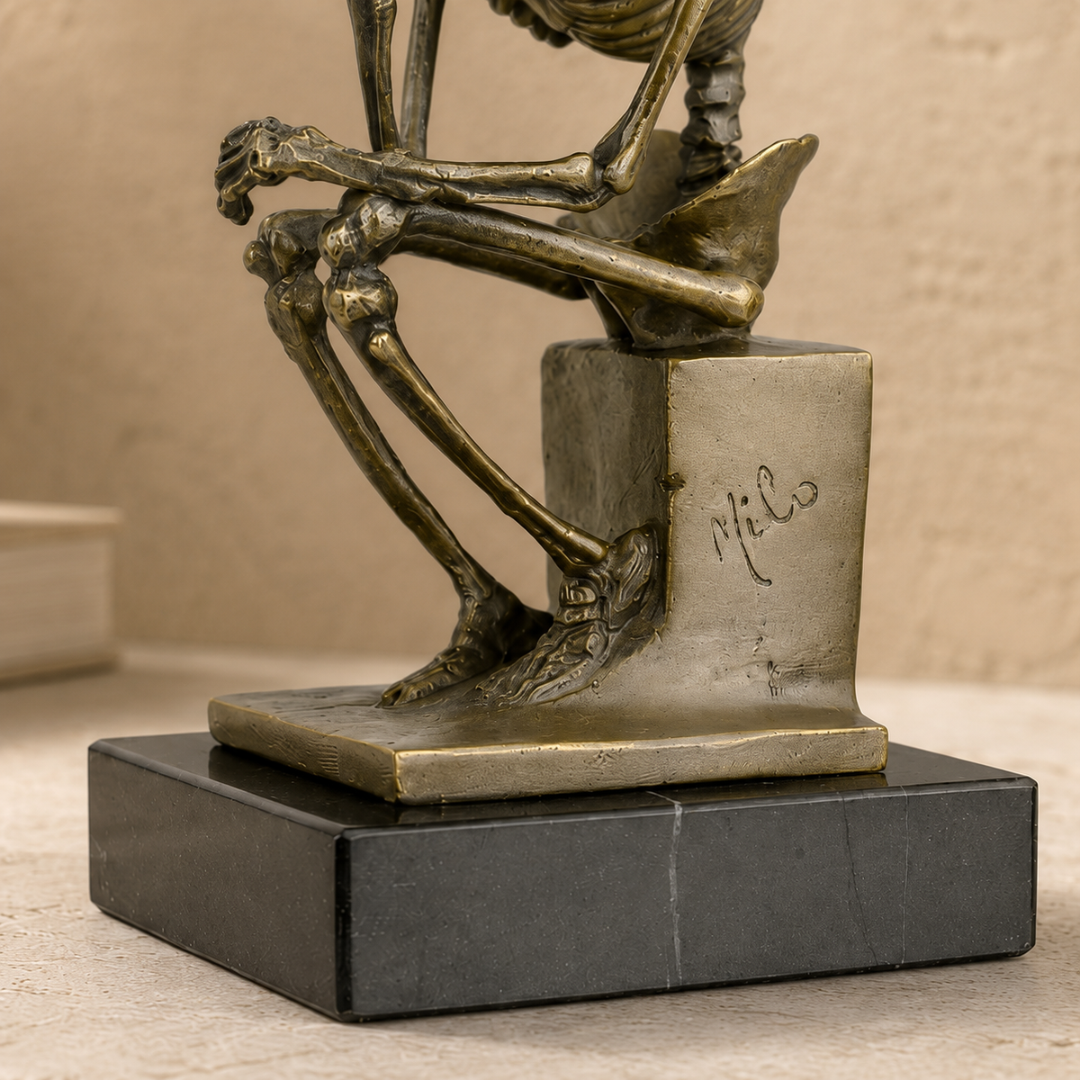 Bronze Le Penseur squelette d'après Rodin d'après Milo, vue 6