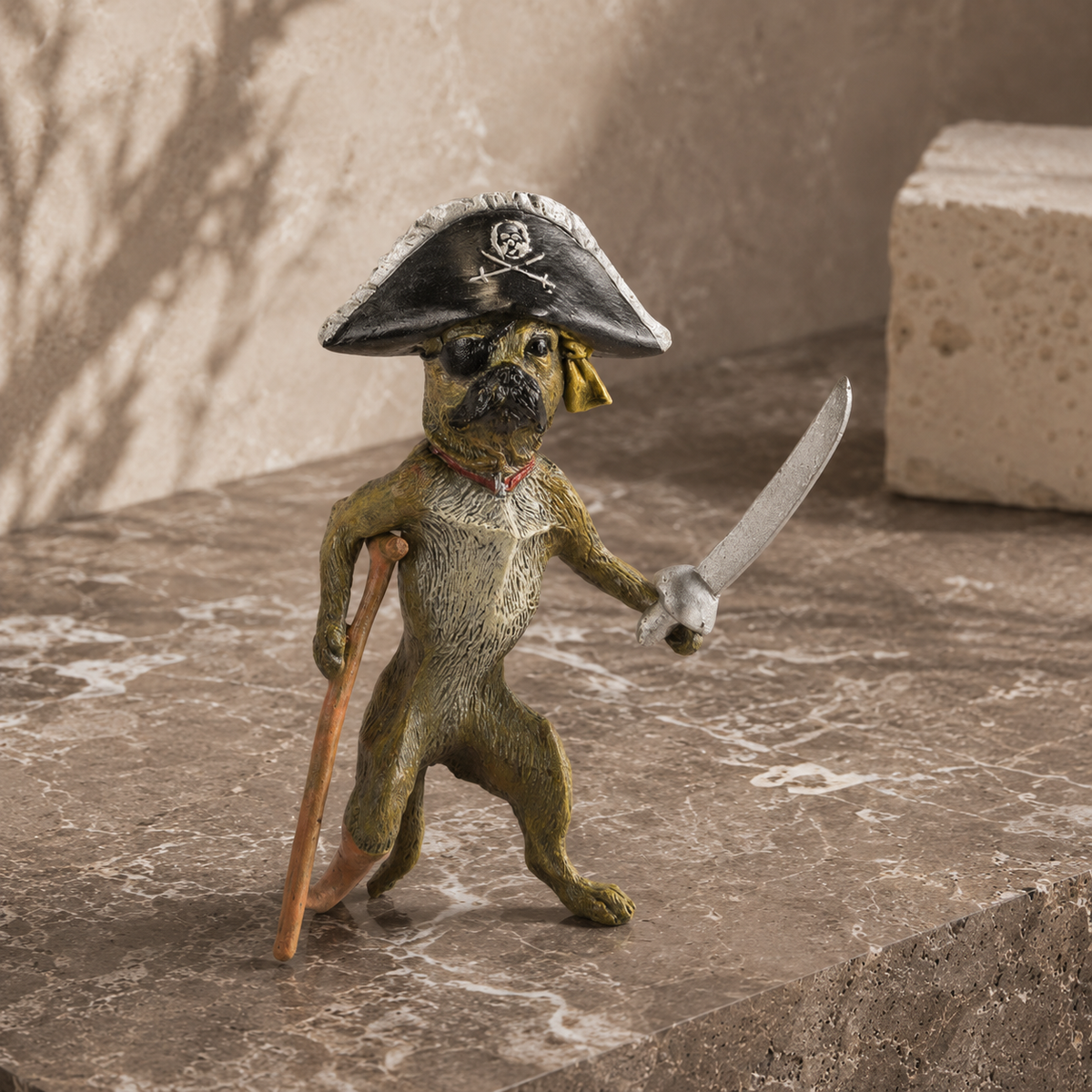 Bronze polychrome carlin pirate au sabre et bicorne