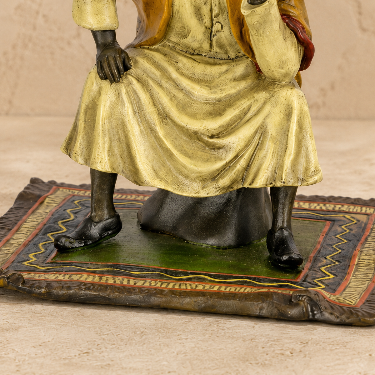 Bronze polychrome marchand arabe sur tapis style Vienne, vue 6