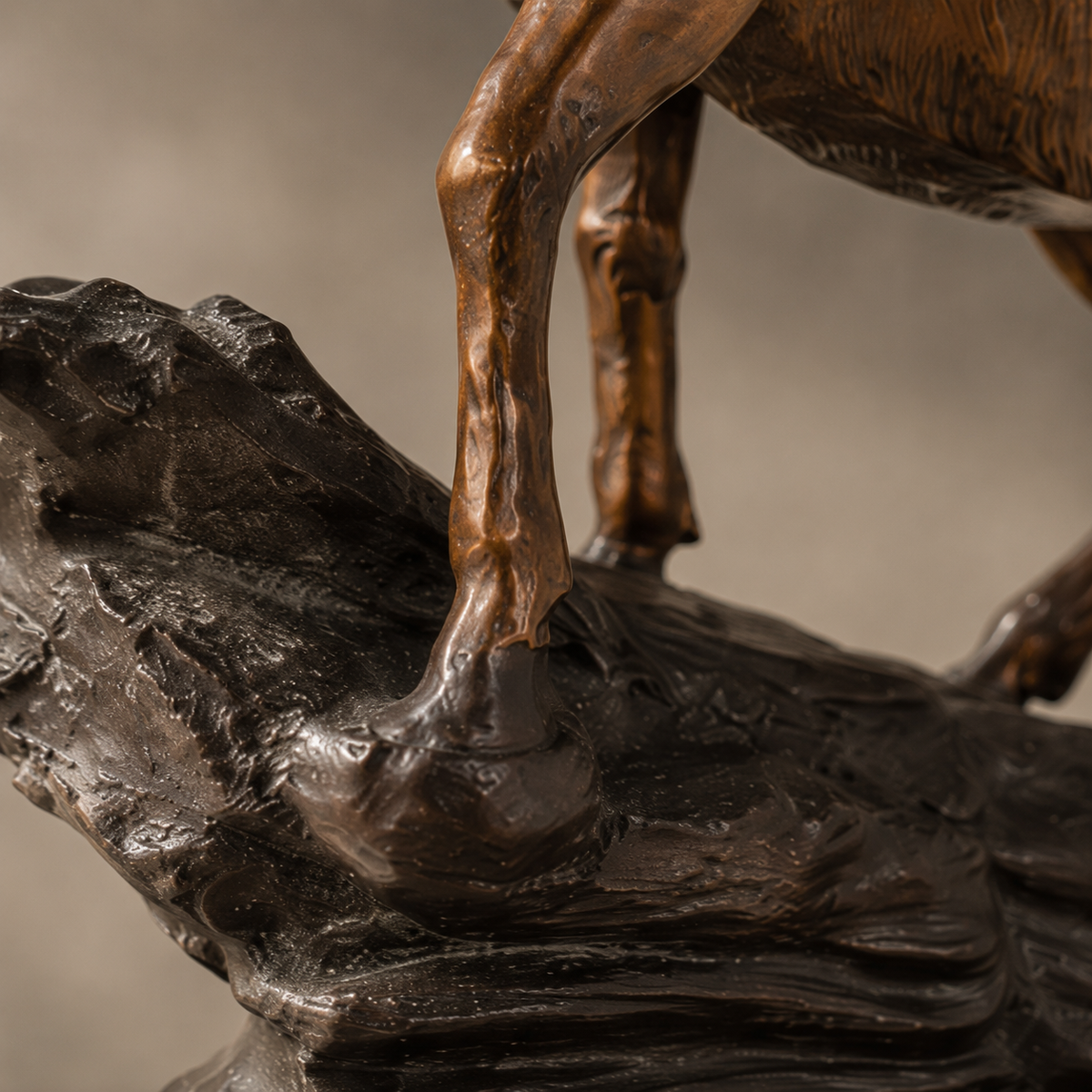 Buste de cerf en bronze patiné sur socle en marbre noir, vue 6