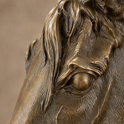 Buste de cheval en bronze patiné sur socle en marbre noir, vue 3