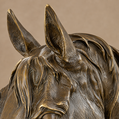 Buste de cheval en bronze patiné sur socle en marbre noir, vue 5