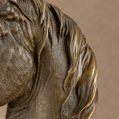 Buste de cheval en bronze patiné sur socle en marbre noir, vue 6