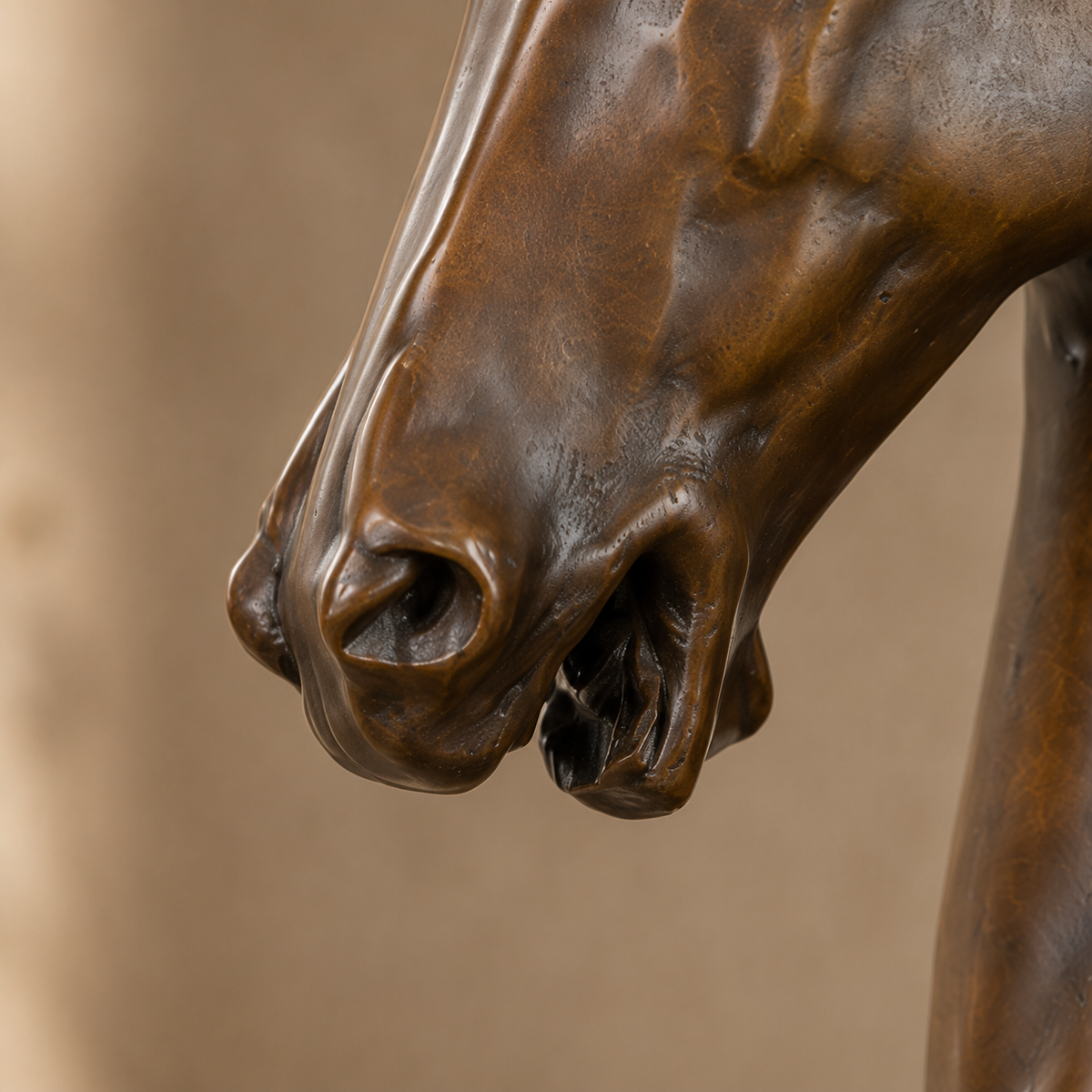 Buste de cheval en bronze patiné sur socle en marbre noir, vue 4