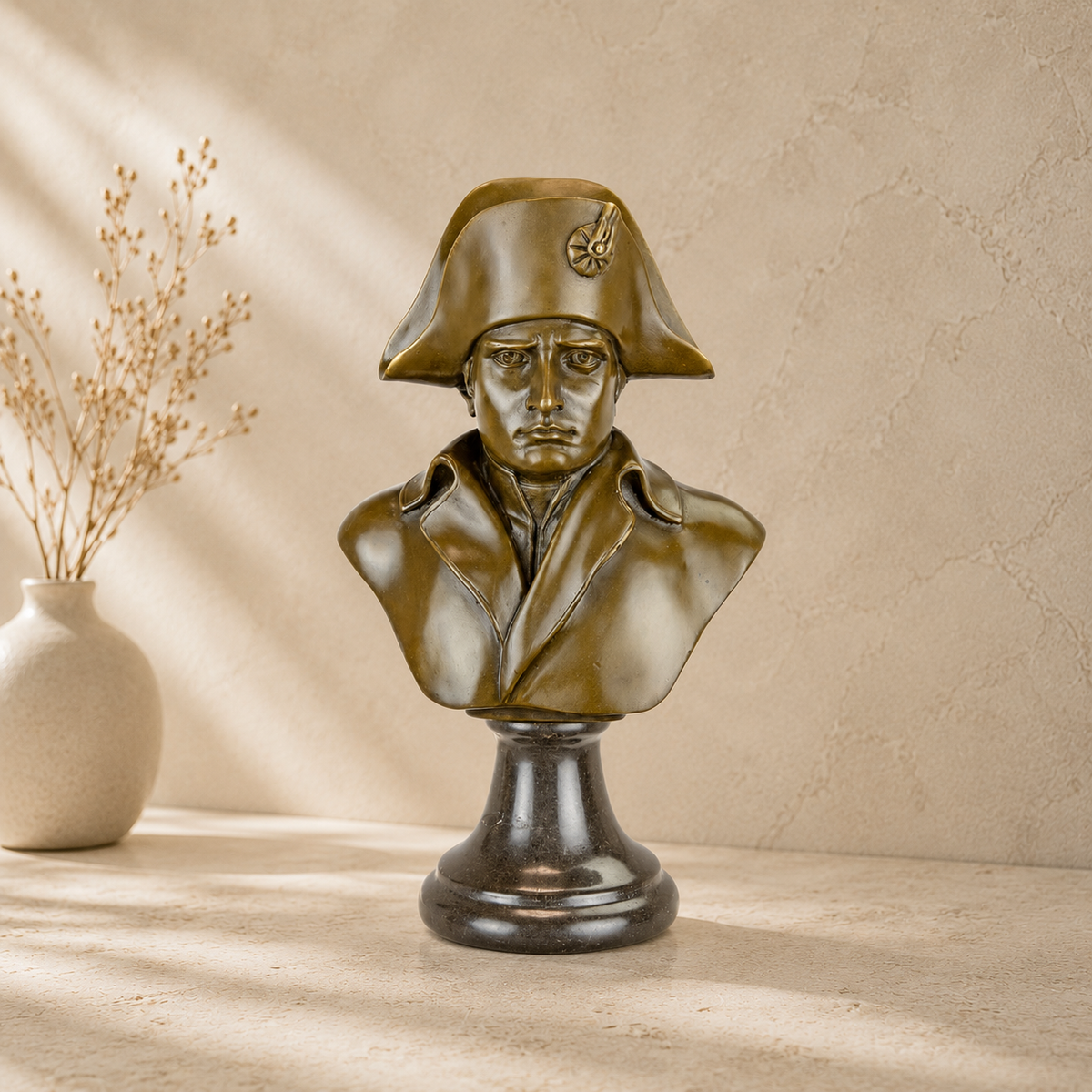 Buste de Napoléon en bronze patiné sur socle en marbre