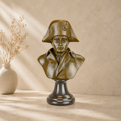 Buste de Napoléon en bronze patiné sur socle en marbre