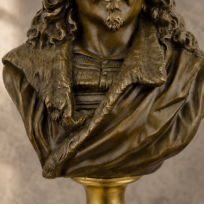 Buste en bronze patiné Rembrandt sur socle en marbre, vue 5