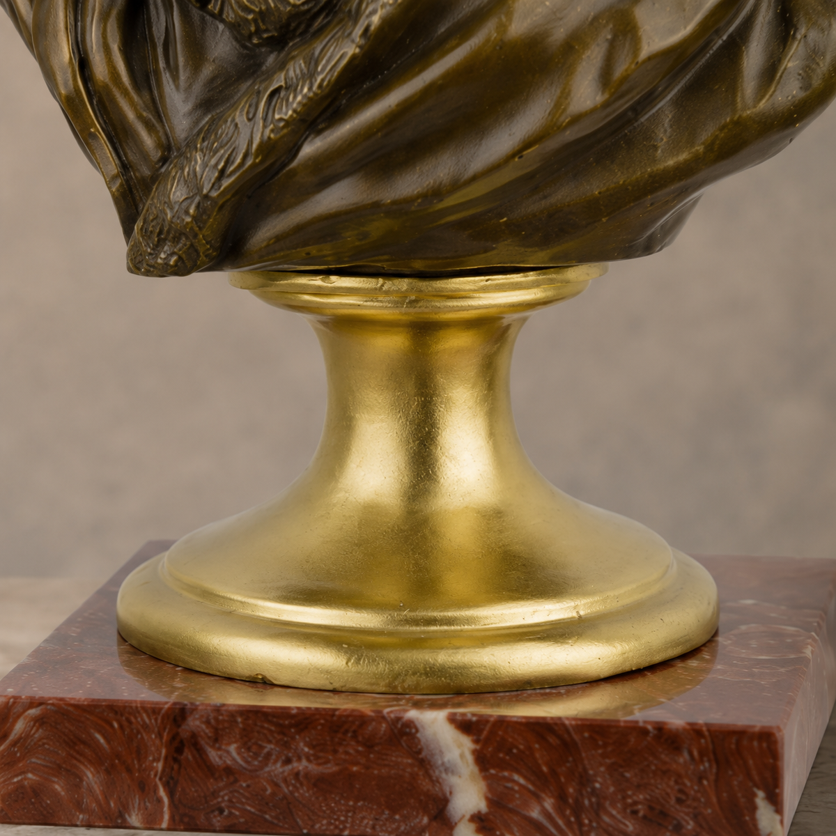 Buste en bronze patiné Rembrandt sur socle en marbre, vue 6